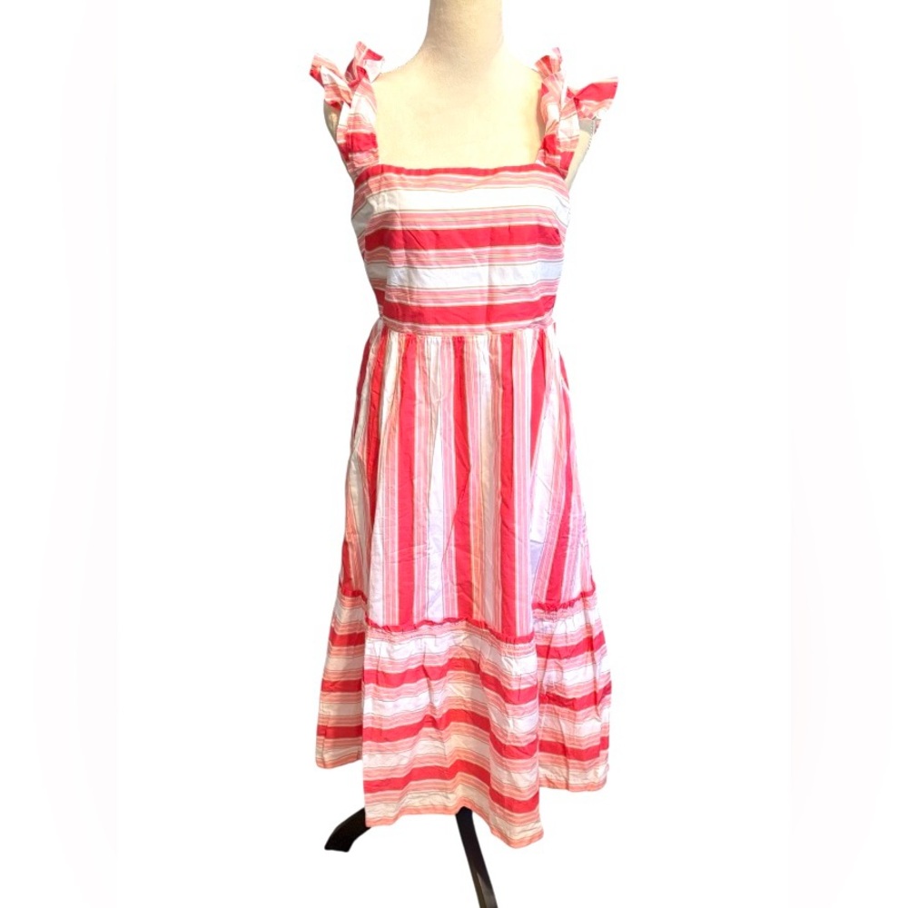 NWT- J-Crew Striped squareneck midi dress.